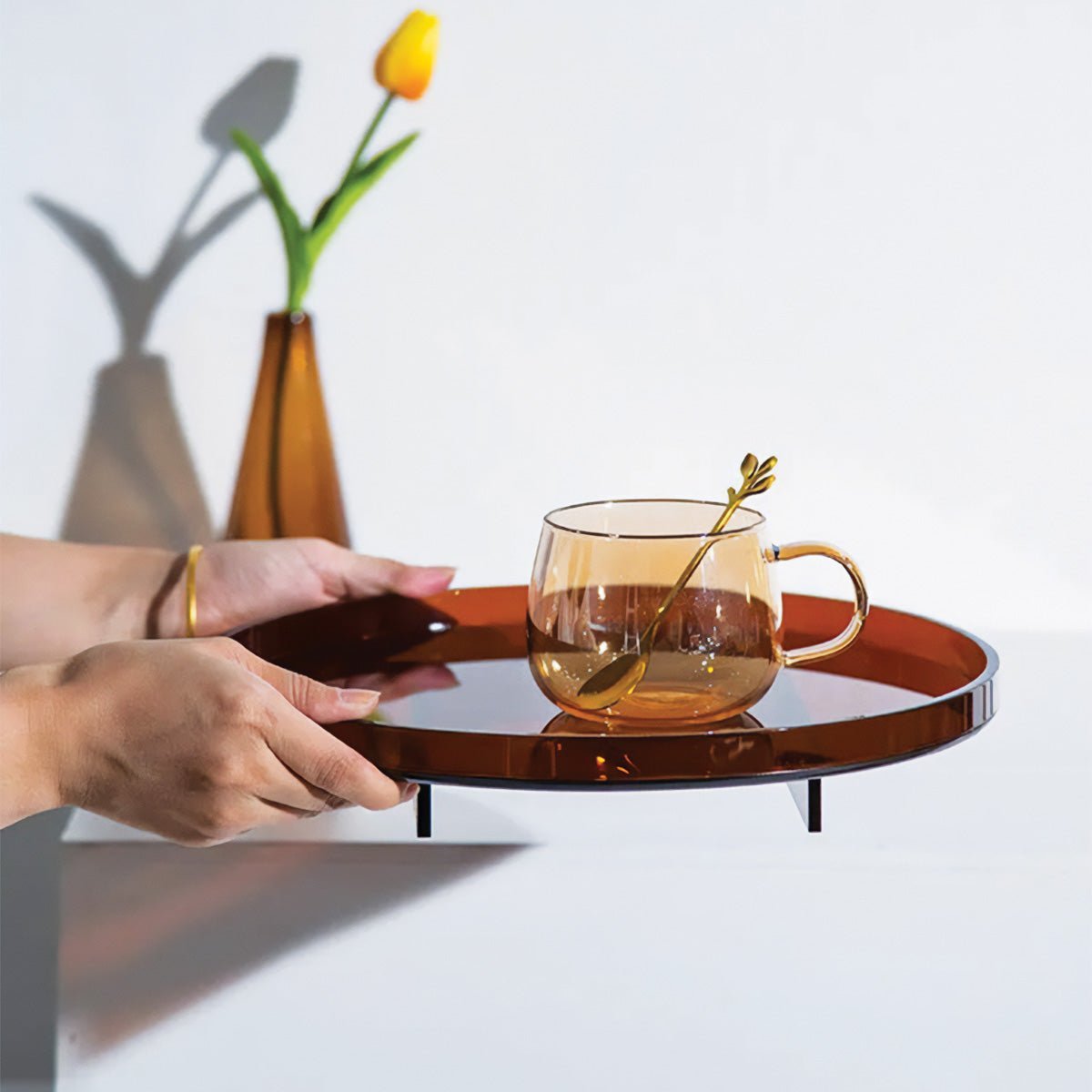 LysÉclat – Akrylserveringsbakke Rektangulær & Rund Orange - Lyvik